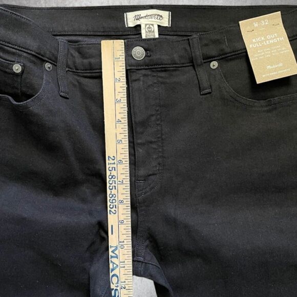 Madewell Jeans Black Mid Rise Kick Out Stretch Denim Womens Size 34 (tag 32) NEW - Picture 13 of 15